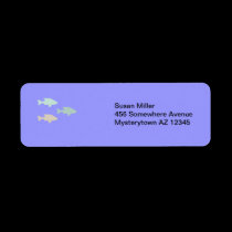 Shoal of blue fish Return Address Label labels