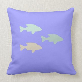 Shoal of fish in blue MoJo Pillow throwpillow