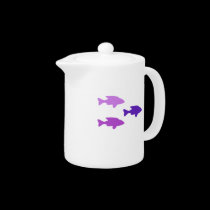 Shoal of purple fish Teapot teapots