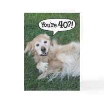Shocked Golden Retriever 40th Birthday Card