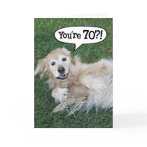 Shocked Golden Retriever 70th Birthday Card
