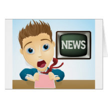 Shocked TV news presenter Card