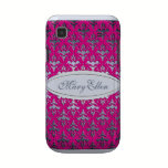 Shocking Pink Damask Add Your Name casemate cases