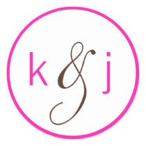 Shocking Pink Monogram Stickers
