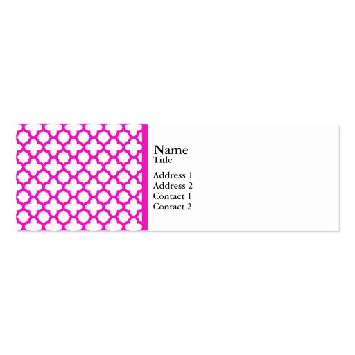 Shocking Pink Quatrefoil Pattern Business Cards