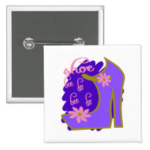 Shoe Bee Do Bee Do With Shoe And Jagged Background Pinback Button