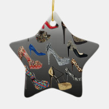 Shoe High Heels Collage Customize Christmas Tree Ornament