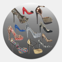 Shoe High Heels Collage Customize Round Sticker