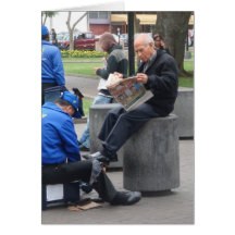 Shoe Shine in the Park in Lima, Peru Greeting Card