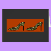 SHOES!-burnt orange leopard print- blank notecard cards