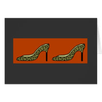 SHOES!-burnt orange leopard print- blank notecard by Horseshoes3 SHOES!-burnt orange leopard print- blank notecard