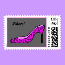 SHOES! - leopard print pink heels = postage stamps stamps