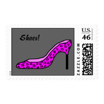 SHOES! - leopard print pink heels - postage stamps