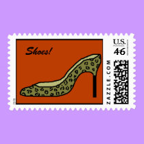 SHOES! - leopard print - postage stamps stamps