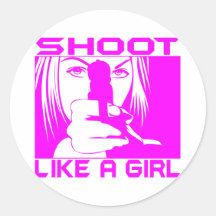 SHOOT LIKE A GIRL ROUND STICKER