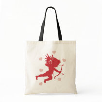 Shooting Cupid with Hearts Reusable Tote Bag by Jamene_Clothing Shooting Cupid with Hearts Reusable Tote Bag