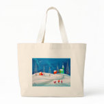 Shooting star folk naive art winter snow scene bags