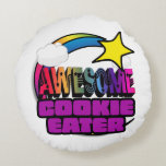 Shooting Star Rainbow Awesome Cookie Eater Round Pillow