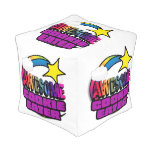 Shooting Star Rainbow Awesome Cookie Eater Cube Pouf