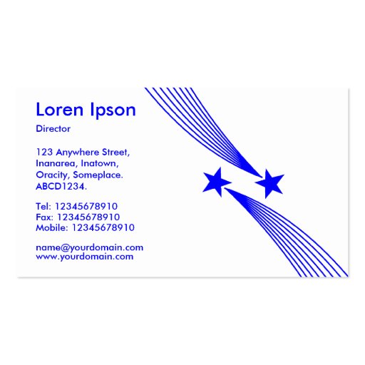 Shooting Stars - Blue on White Business Card (back side)