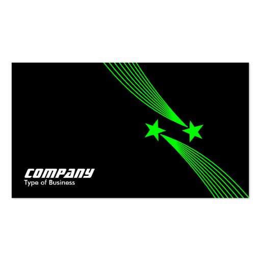 Shooting Stars v2 - Green on Black Business Card Template (front side)