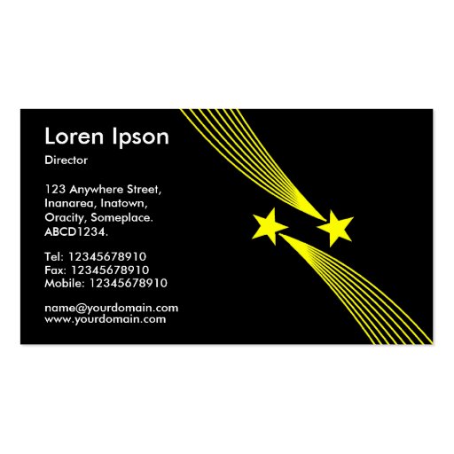 Shooting Stars v2 - Yellow on Black Business Card Template (back side)