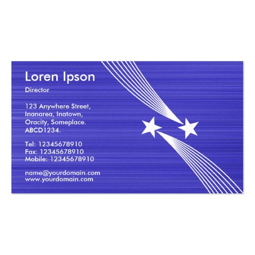 Shooting Stars - White on Brushed Blue Business Cards (back side)