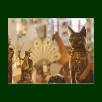 Shop Window with Cat Sculpture postcards