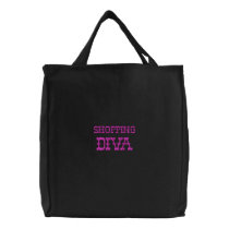 Shopping Diva Embroidered Tote Bag embroidered bags