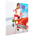 Shopping Girl Wrapped Canvas Gallery Wrapped Canvas