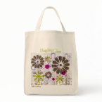 Shopping Green Retro Flowered Bag by littlewingdesign Shopping Green Retro Flowered Bag by littlewingdesign