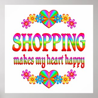 girly pink rainbow colorful Shopping makes my Heart Happy - cute positive thinking love to shop saying poster Print