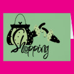 Shopping in Green Greeting Cards