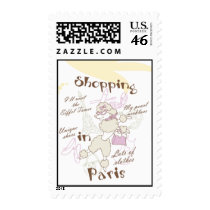 shopping  in paris stamp