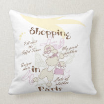 shopping  in paris throw pillows
