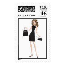 shopping lady stamp