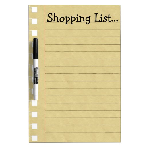 Shopping List DryErase Board Zazzle