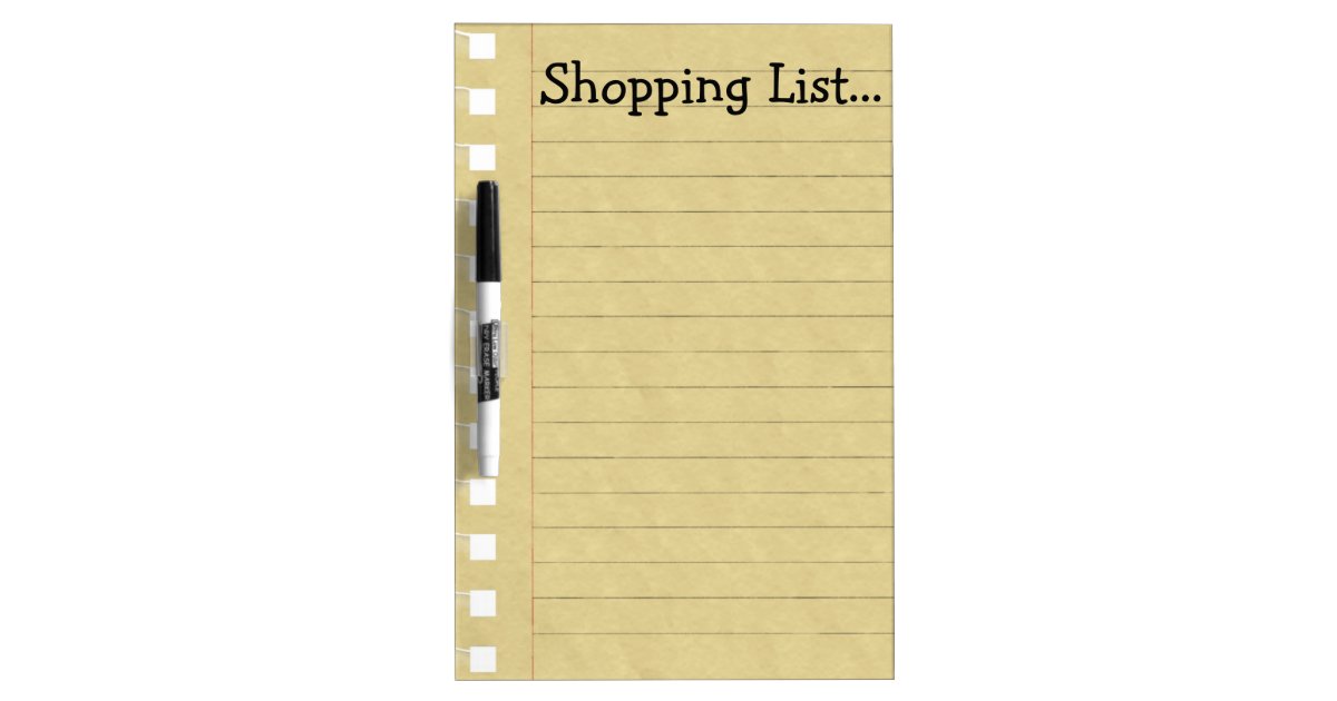 Shopping List DryErase Board Zazzle