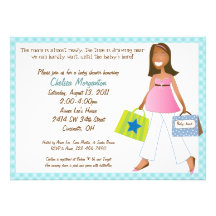 Shopping Mom Baby Boy Shower Invitation with Poem
