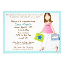 Shopping Mom Baby Boy Shower Invitation with Poem