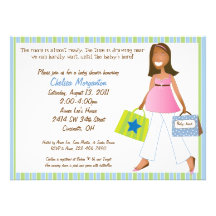 Shopping Mom Baby Boy Shower Invitation with Poem