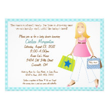 Shopping Mom Baby Boy Shower Invitation with Poem