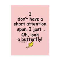 Short Attention Span Butterfly Postcard