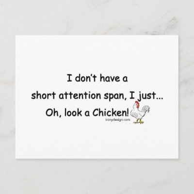 Short Attention Span Chicken Postcards