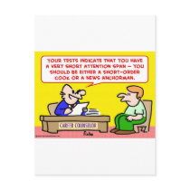 short attention span news anchor postcards