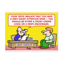 short attention span news anchor postcards