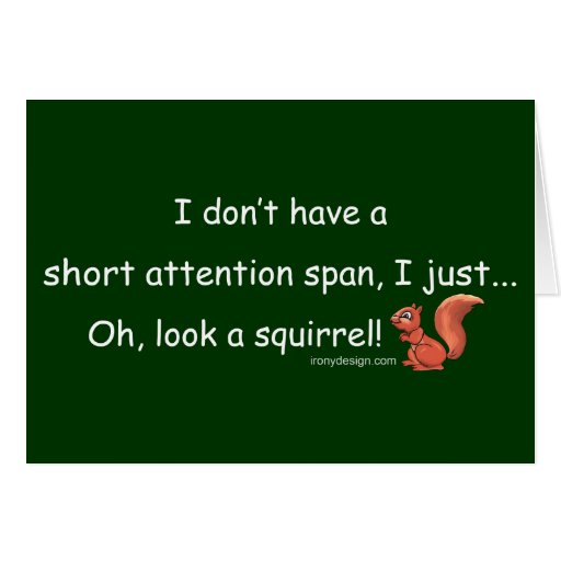 Short Attention Span Squirrel Card Zazzle