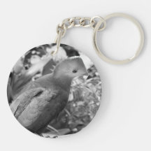 short beaked bird head turned bw keychain