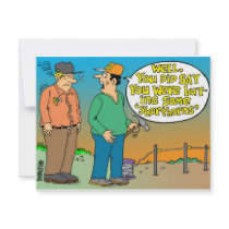 SHORT HORN CARTOON / FARMER HUMOR invitations by agriculture_gifts SHORT HORN CARTOON / FARMER HUMOR invitations