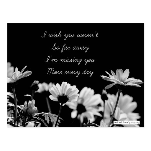 Short Long Distance Love Poem to Say I Miss You Postcard
